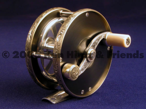 Engraved Bellinger Nickel Silver fly reel.